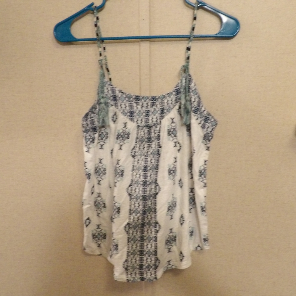 Lucky Brand Y2K Blue & White Spaghetti Strap Tank Top Size S